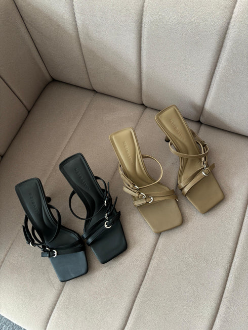 High Quality Fashionable Triple Buckle Straps Slid-On Heels